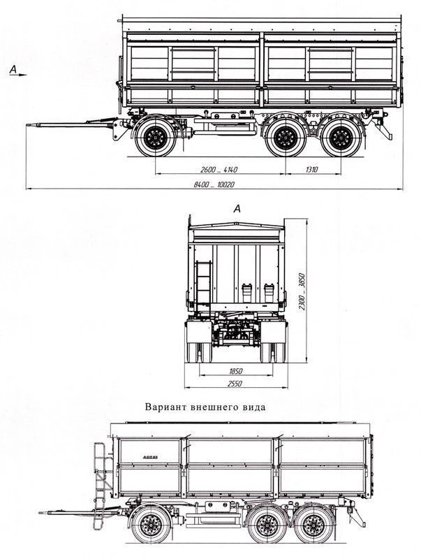 Tipper trailer 8596-41 with axles HJD13Y30S18-1840T16-060 with load capacity 12 tonnes