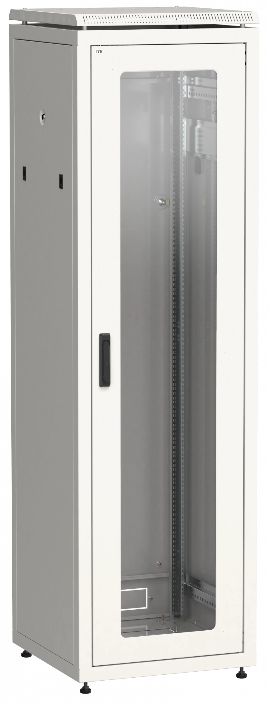 LN35-47U66-GM ITK Network cabinet 19" LINEA N 47U 600x600 mm glass front door, rear metal door grey