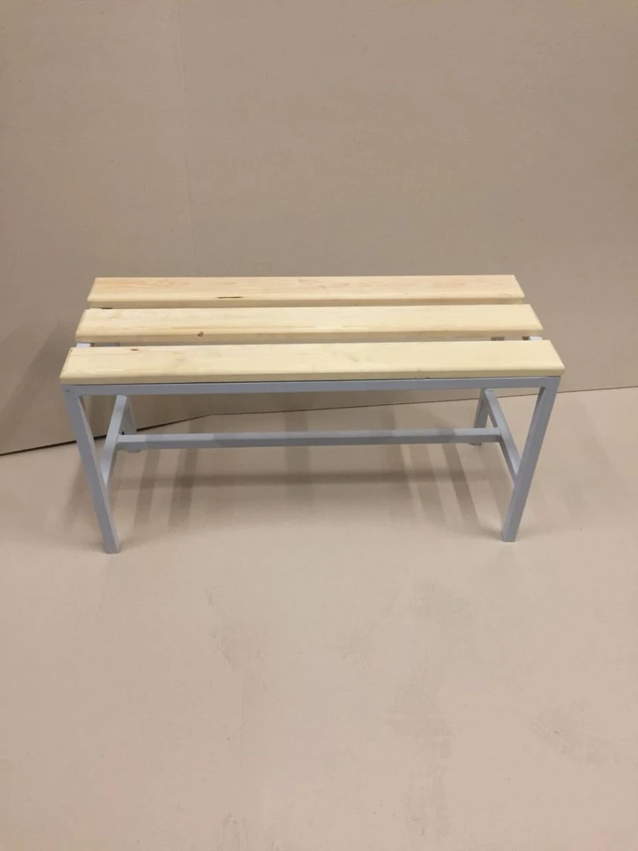 Metal cloakroom bench (on metal frame) for changing rooms