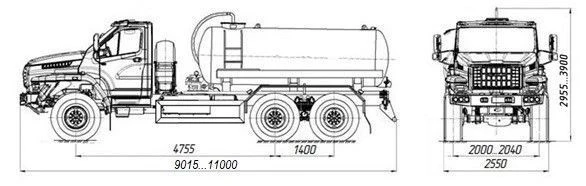 Vacuum tanker MB 4680M8 on Ural 4320-6951-70, 4320-6951-72, 4320-6951-74 chassis.