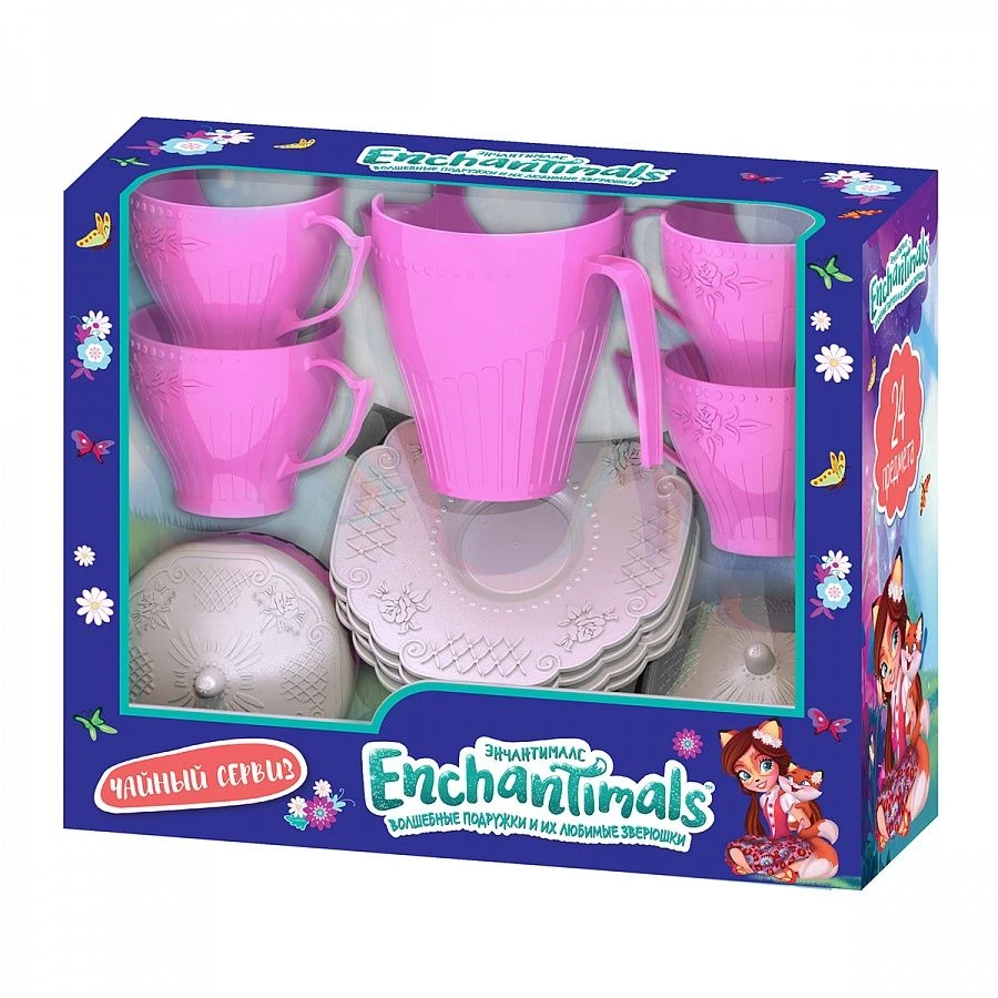 Gift set of children's crockery Enchantimals (24 pieces in a box with a window)