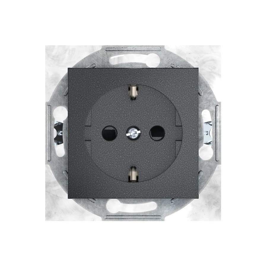 CADUCEUS ALING PRESTIGE Flush-mounted socket outlet with grounding plug with ceramic base 16A, 250V~, graphite, ref. 6