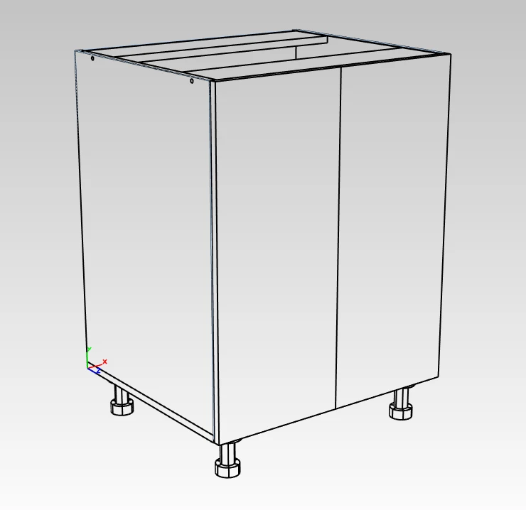 Kitchen base cabinet with 2 doors