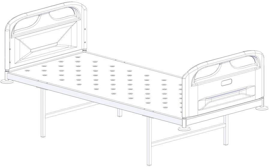 KF0-01-"MSC" (MSC-4106M) - General hospital bed with single bed, without wheels, plastic backrests, bed - steel sheet.
