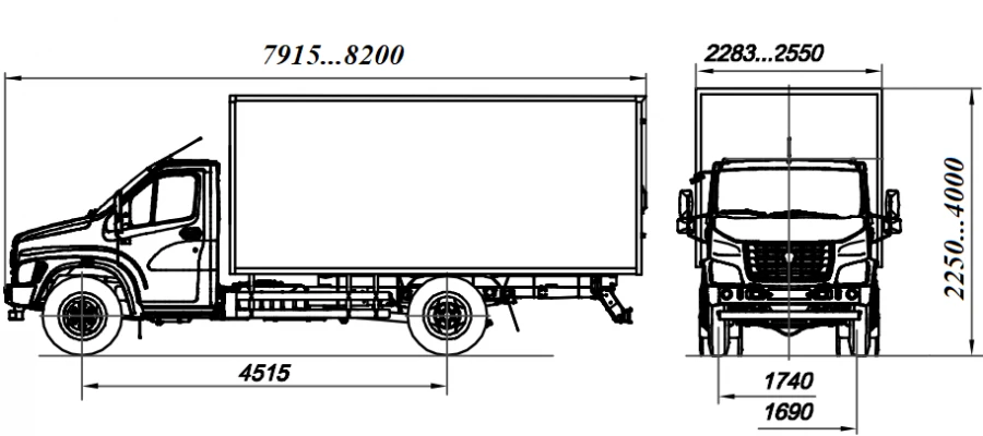 Vehicle, modifications: 2250LE is made on the basis of GAZ vehicles, modification C42A43 (category N2G,