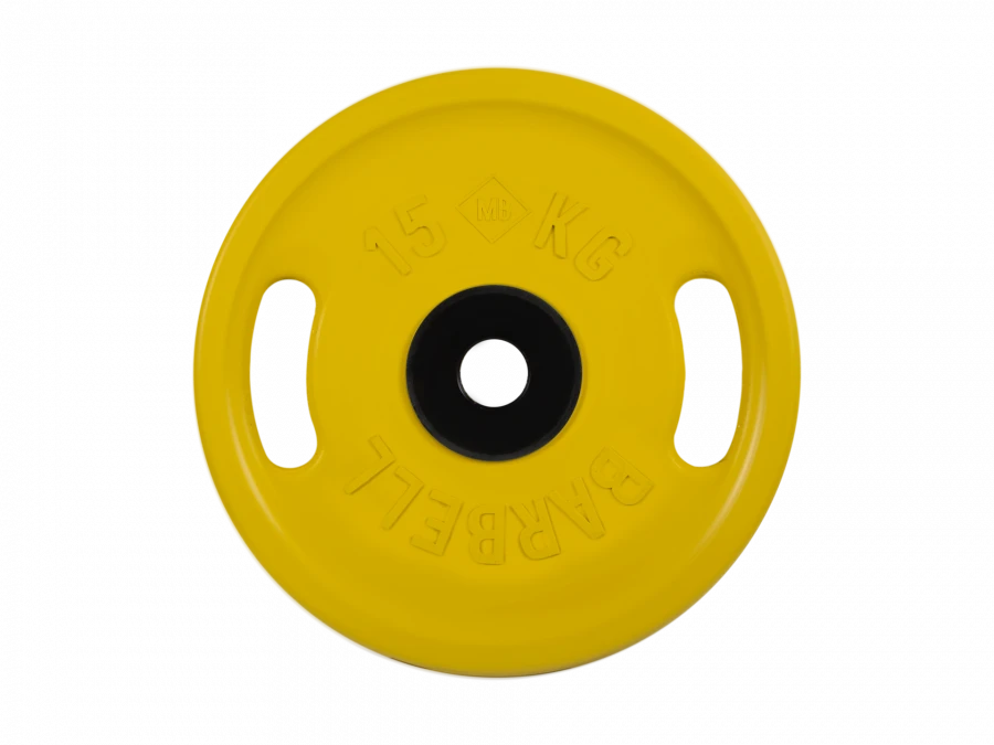MB-PltCS-15 Rubber disc "Euro-Classic" with handles, yellow, 51mm, 15kg