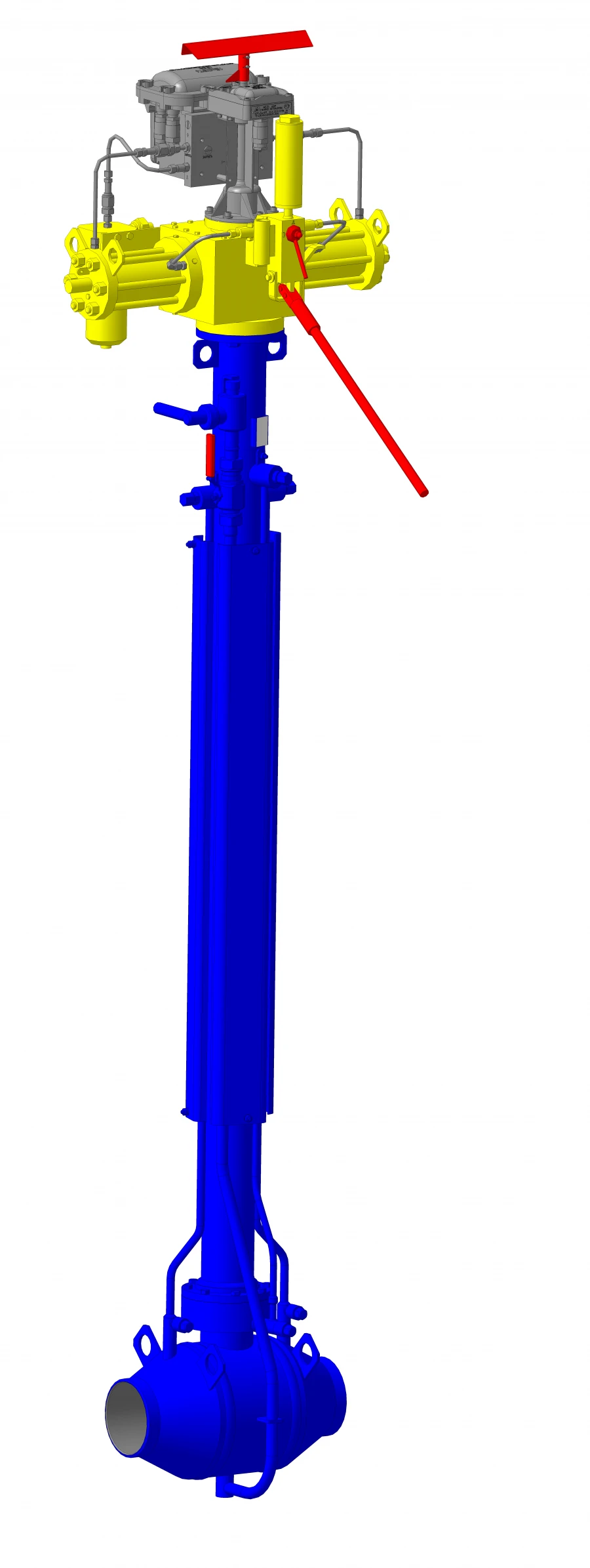 Ball valve DN150 PN16 MPa underground version with pneumohydraulic actuator
