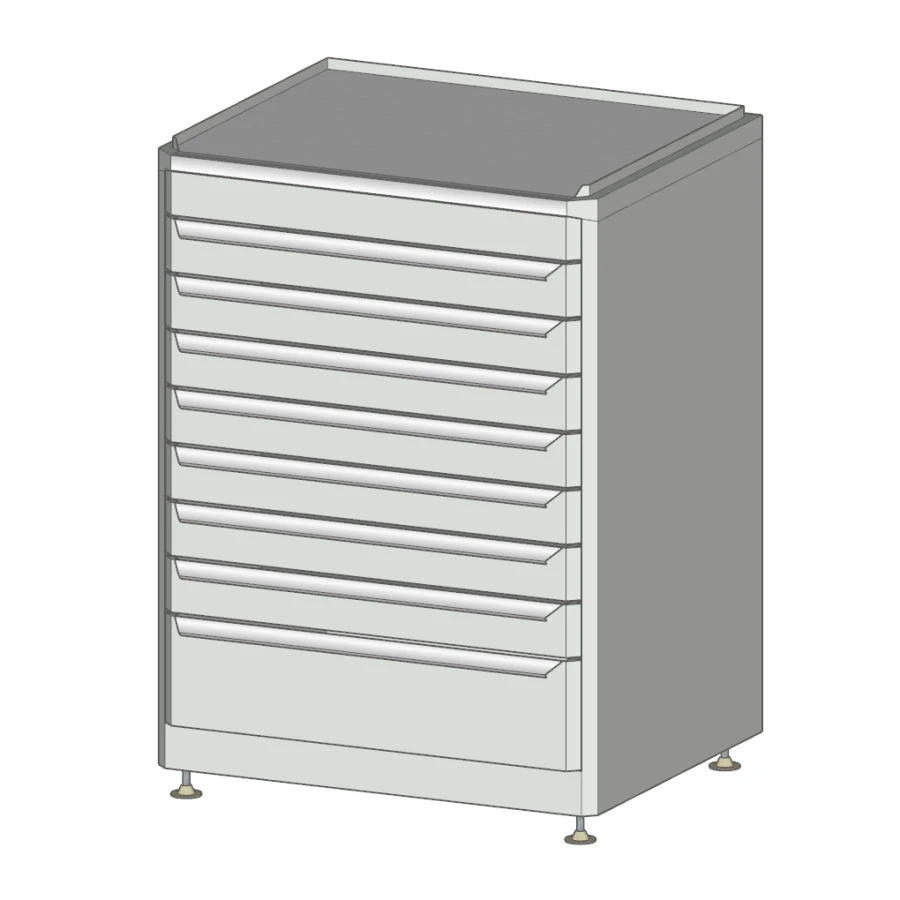 Tool cabinet with 8 drawers on adjustable supports (WxHxHxH) 625x540x900 mm
