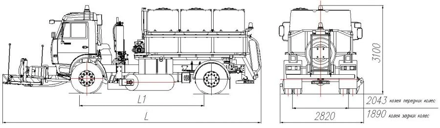 Road maintenance machine with a set of summer equipment model MK-4532-04