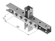 Plate 5 holes SMA 614, with overall dimensions 40x200 mm, metal thickness 5,0 mm, thermodiffusion galvanisation