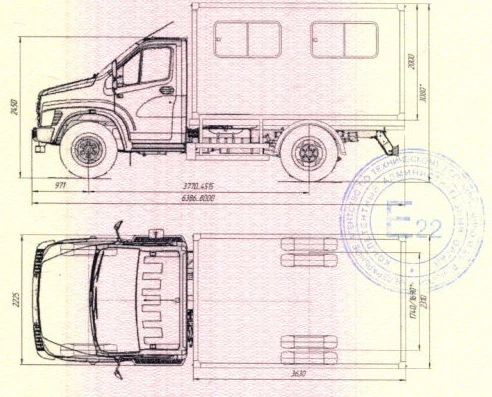Side & top view — medium-wheelbase variant