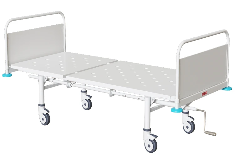 KF0-01-"MSC" (MSC-1101D) - General hospital bed with headrest, on wheels, metal backrests with decorative insert made of L