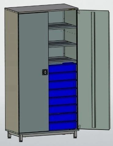 Tool cabinet with 8 drawers and 3 shelves