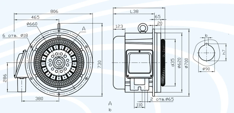 AC electric motor AV 2-101-8 asynchronous motor with squirrel cage rotor, attached to compressors