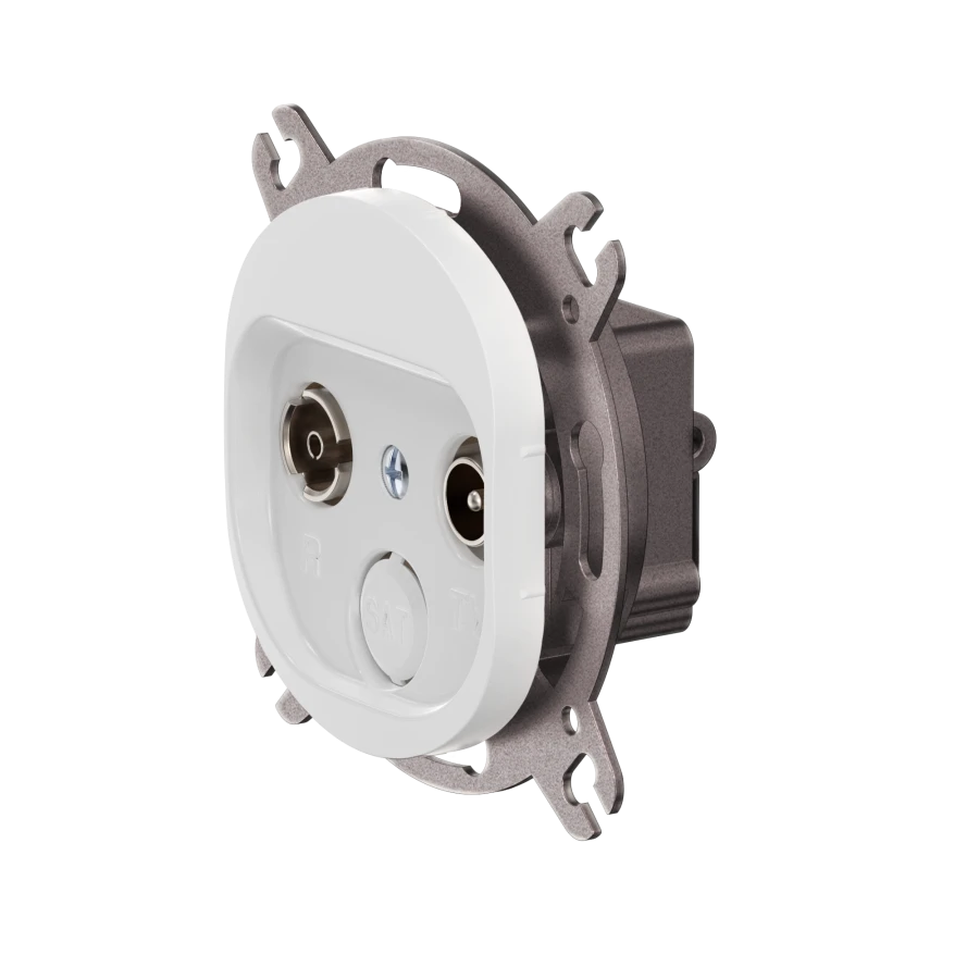 CADUCEUS ALING EON Flush-mounted aerial TV/FM feed-through socket, white, Art. No. E612P.0 (mechanism)