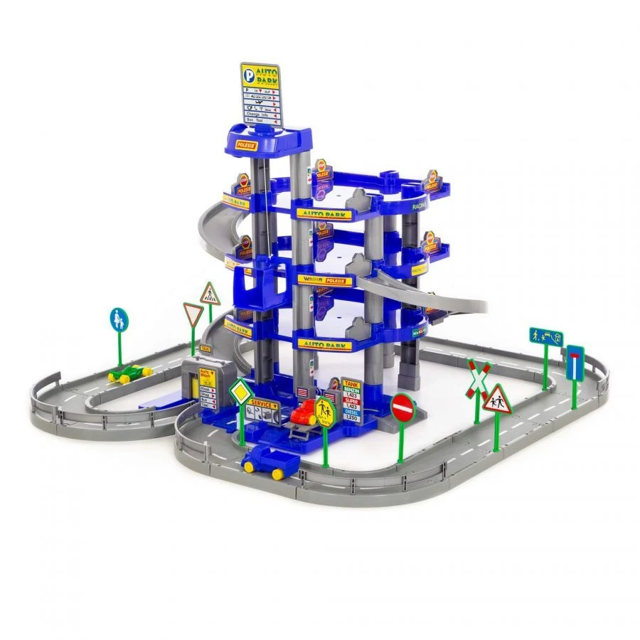 Parking Lot 4 Level with Road and Cars (Blue) (in box), article 44716