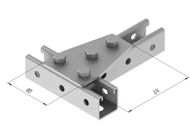 Plate 4 holes SMA 608, with overall dimensions 80x124 mm, with metal thickness 5,0 mm, stainless steel grade AISI 316L.