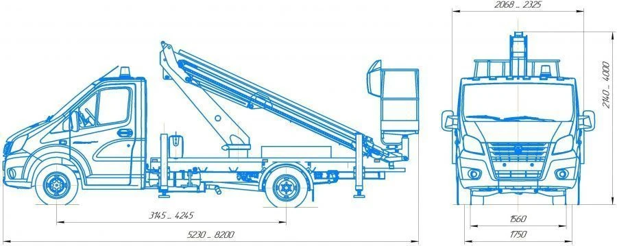 Means of transport equipped with lifts with working platforms R180T,VA180T Velmash-S type AM193 modification: 27193N on base