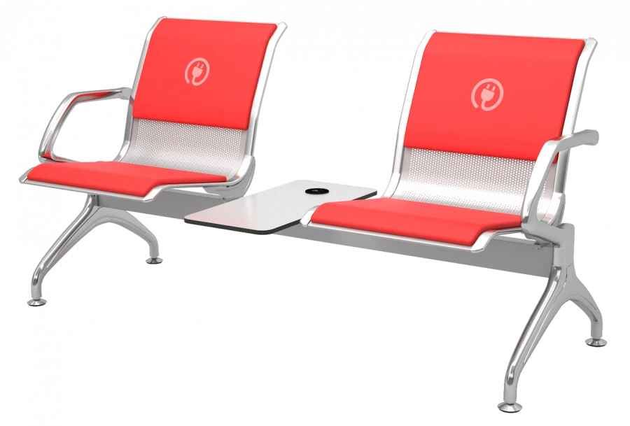 Multi-seat sections of the trade mark "COMFORUM" with built-in electrical socket blocks with soft element