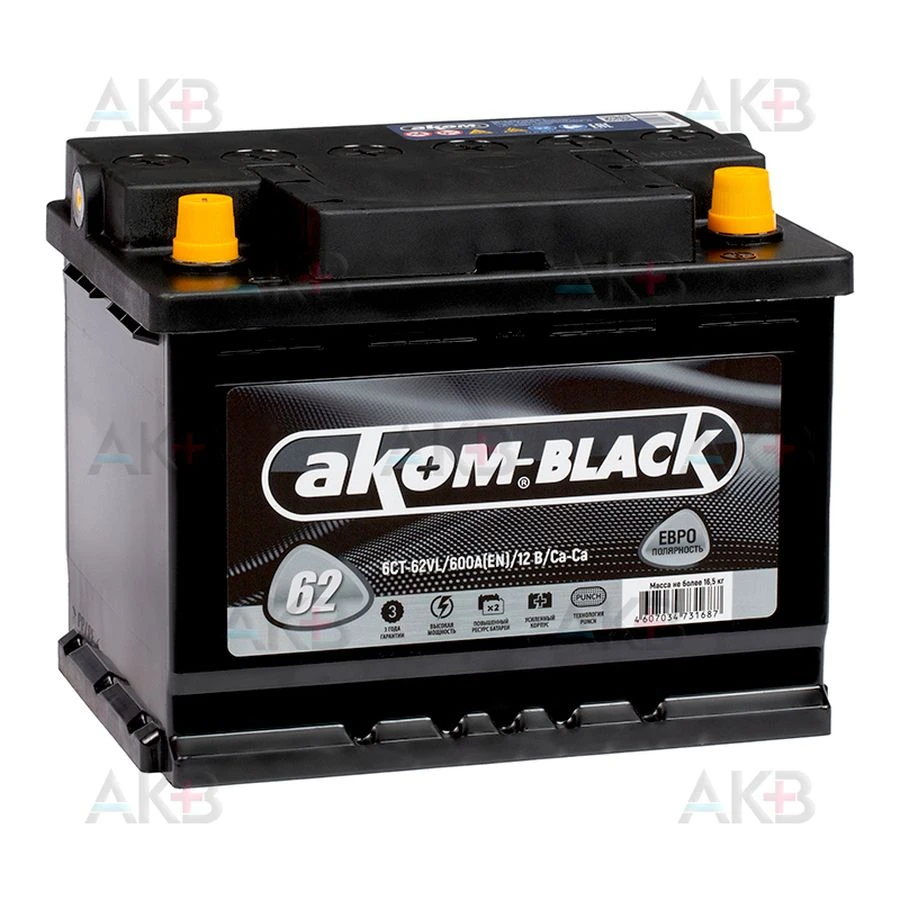 Rechargeable battery 6ST-62VL AKOM BLACK Euro