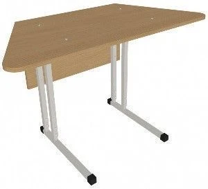 Trapezium table on metal frame
