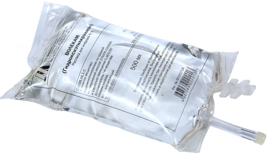 Volecam, 6%, 500 ml. (INN: Hydroxyethyl starch)