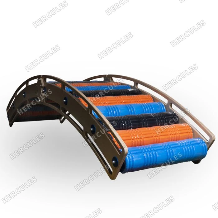 Rainbow slide with rollers for physical therapy