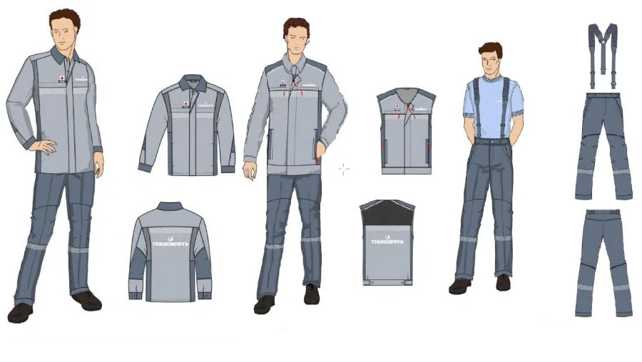 Men's sets for ITR (jacket-shirt, waistcoat, trousers) special for employees of the organisations of the system "Transneft" for