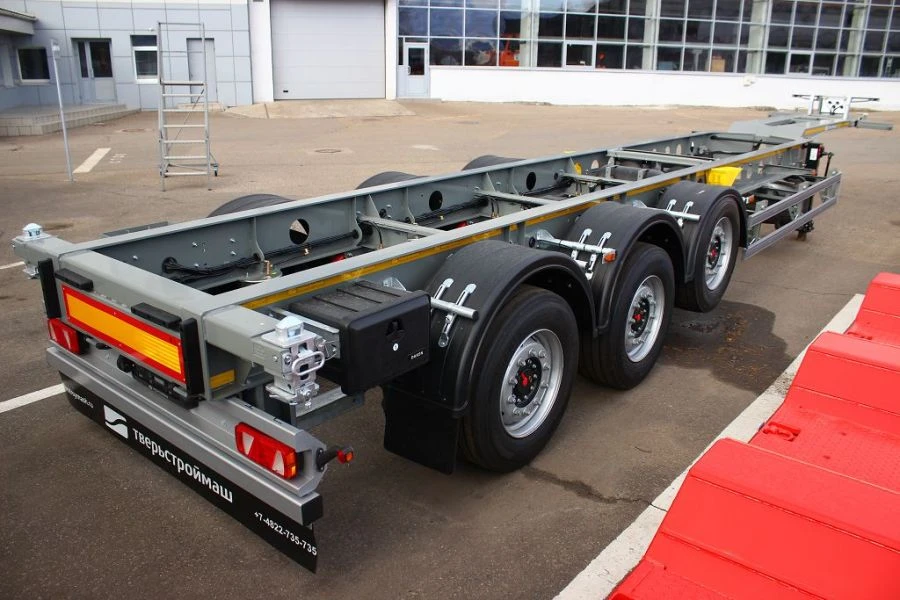 Semitrailer Tverstroimash 993931 modification 0023 - flatbed with fittings, without overhang