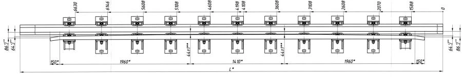 Cross rail with counter rail of type P65 grade 1/11 project 53103.14.000/-01)