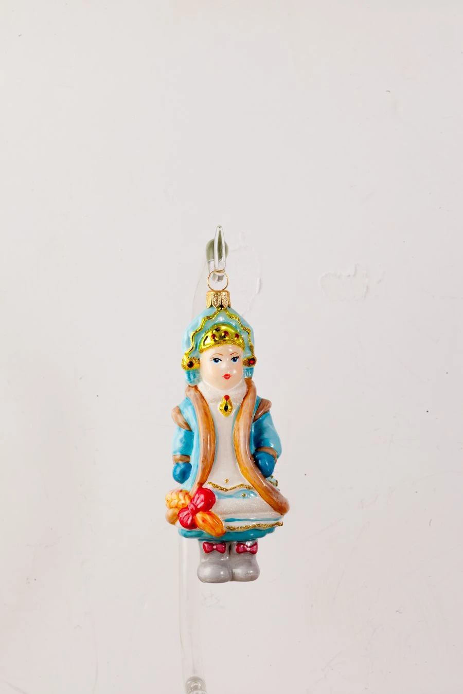 Christmas tree toy made of glass "Snow Maiden in a kokoshnik"