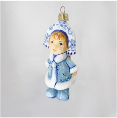 Handmade glass Christmas tree toy "Snow Maiden in a kokoshnik"
