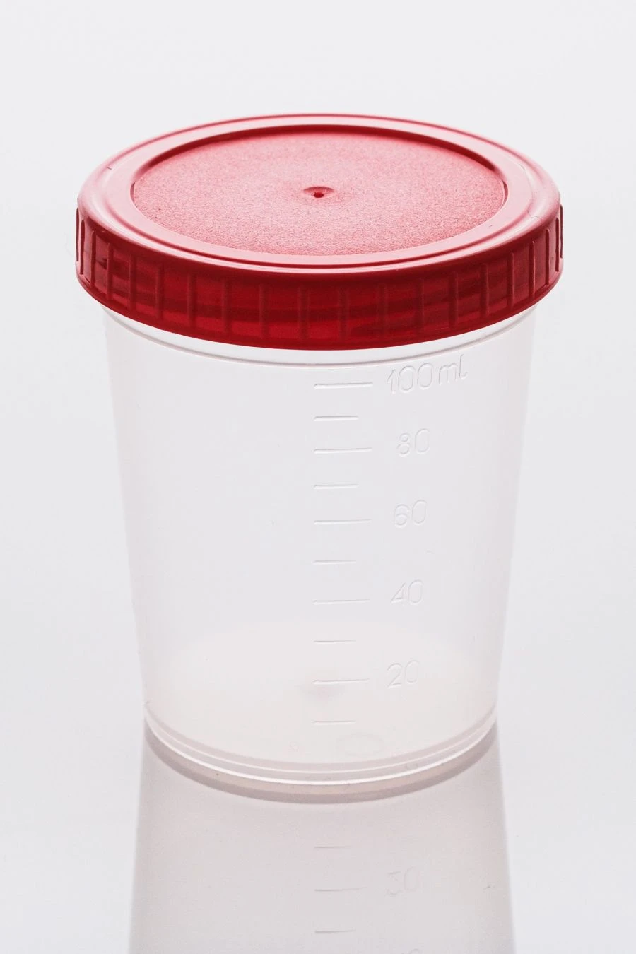 Disposable medical polymer non-sterile 100ml container with screw cap
