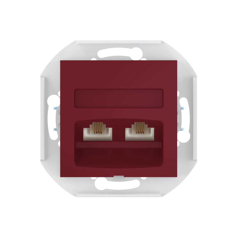 CADUCEUS ALING PRESTIGE flush-mounted double telephone socket 2xRJ12 6P6C cat. 3, maroon, art. 3, burgundy, art. 60131.3 (mechan