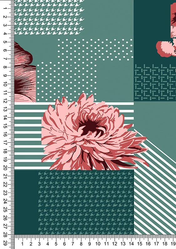 Mixed knitted fabric (XL-50%, PE-50%) printed, lined single on the basis of kulirnoy glady