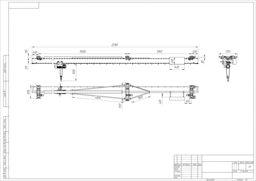 Suspended overhead travelling cranes
