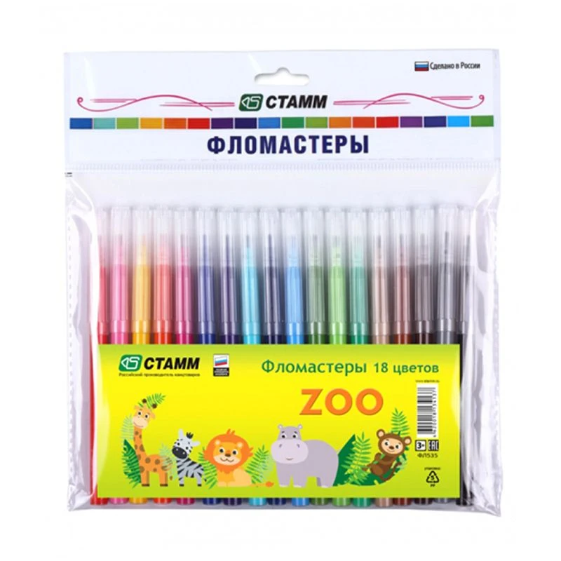 Crayons "ZOO", 18 colours, flushable, packet, Europod. , flushable, packet, europodweight