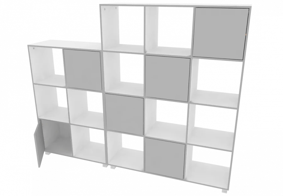 Double-sided shelving unit (6 closed cells) 2242x400x1365_1800 mm (WxHxH)