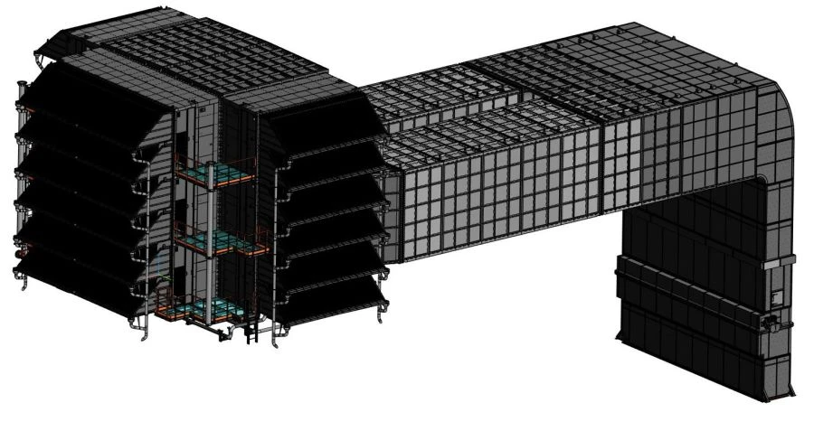 Complex air cleaning unit - KVOU INT.0005.00.00.00.000 with air heating unit including finned water-air ducts