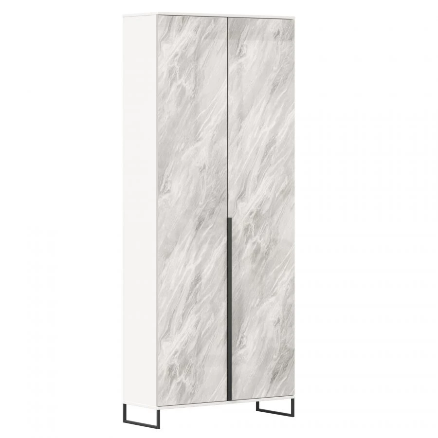 Nord LD.454010.000 Double-leaf cupboard (White gloss/Statuario)