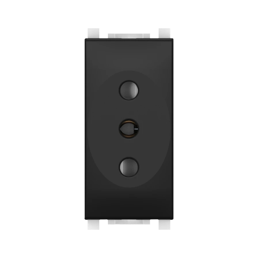 CADUCEUS ALING Experience Flush-mounted socket outlet without grounding with blinds 10A, 250V~, 1M, black (soft touch), art. 741
