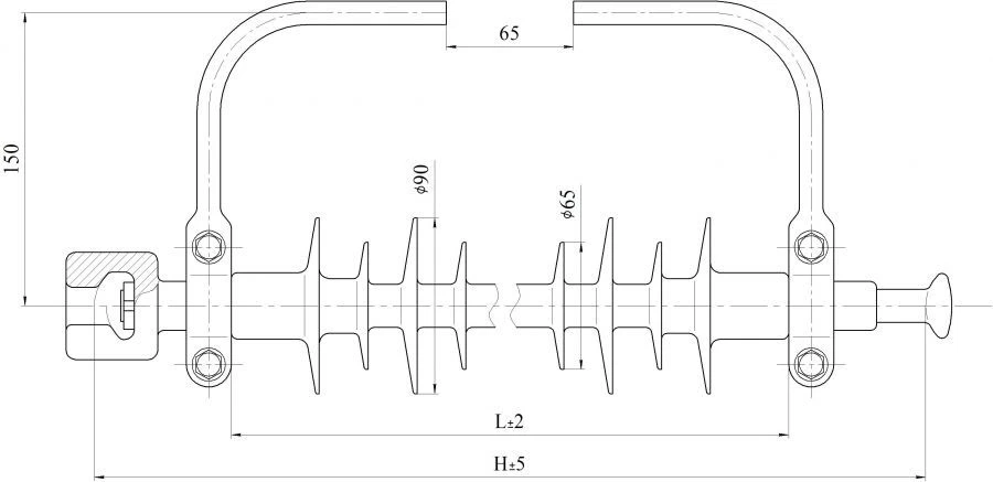 Insulator linear suspended polymer rod insulator for lightning cable suspension LKG 120-180/410-65 GP