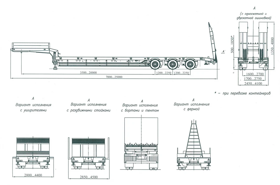 Semitrailer ChMZAP-99064V, modifications: 99064V-00, 99064V-01, 99064V-02, 99064V-03, 99064V-04, 99064V-05, 99064V-06, 99064V-07