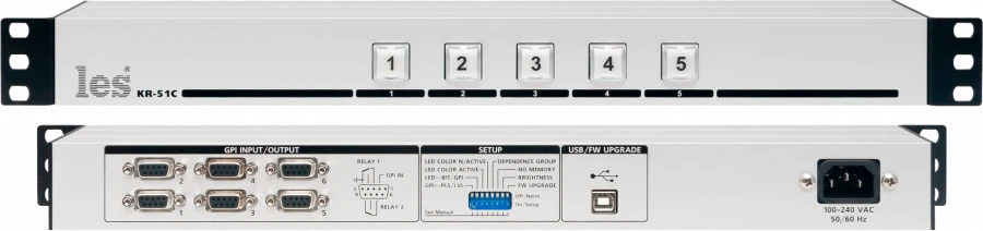 KR-51C - Active control panel. 5 buttons, GPI output/input signals, USB, built-in power supply.