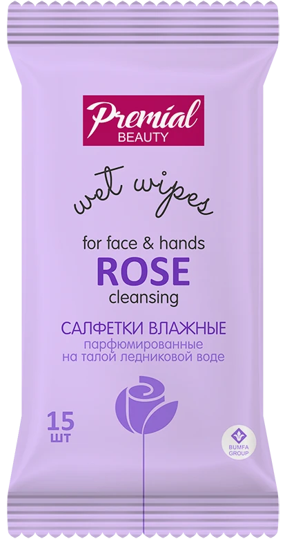 مناديل مبللة من PREMIAL la fleur لتنظيف البشرة برائحة الورد