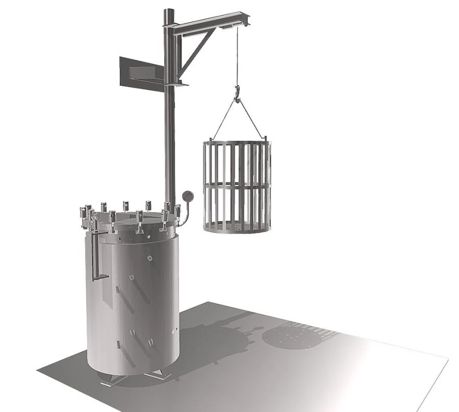 Autoclave basket unloading mechanism