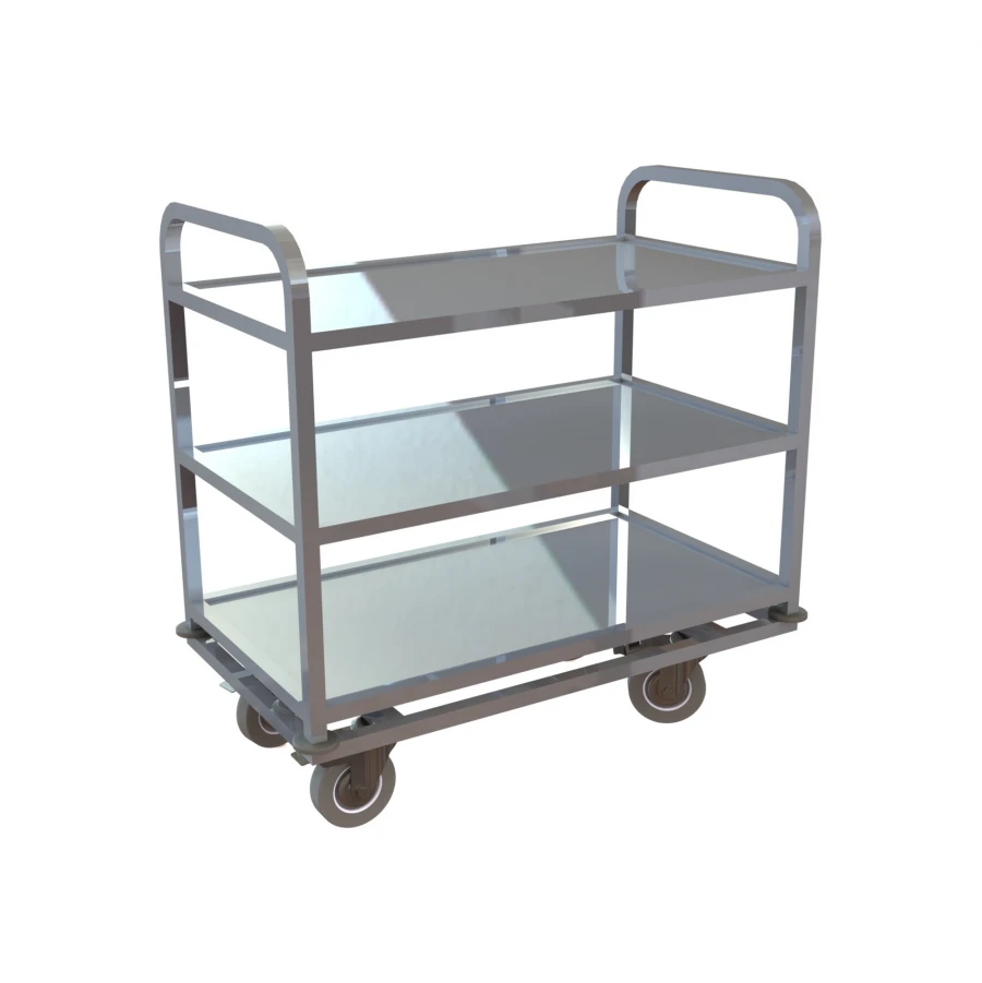 Aluminium 3 tier serving trolley