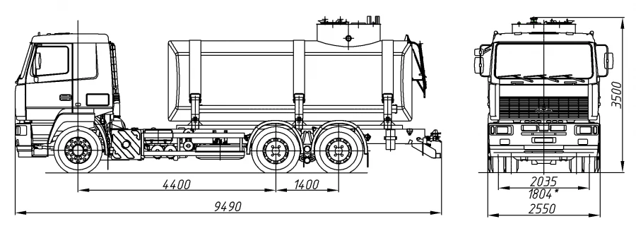 Tank truck for transportation of food liquids (technical water) ??? 4680G4-20 on chassis MAZ 6312?5, 6312?9, 6312?9, 631228