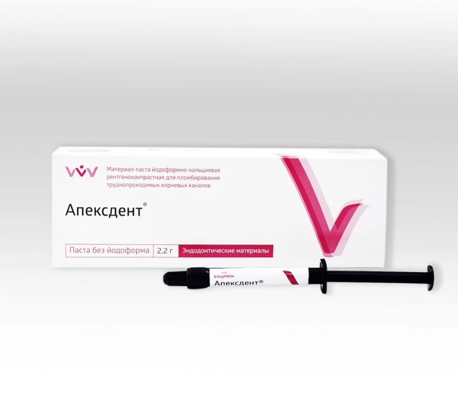 Material-paste iodoform-calcium radiopaque for filling of difficult root canals "Apexdent".