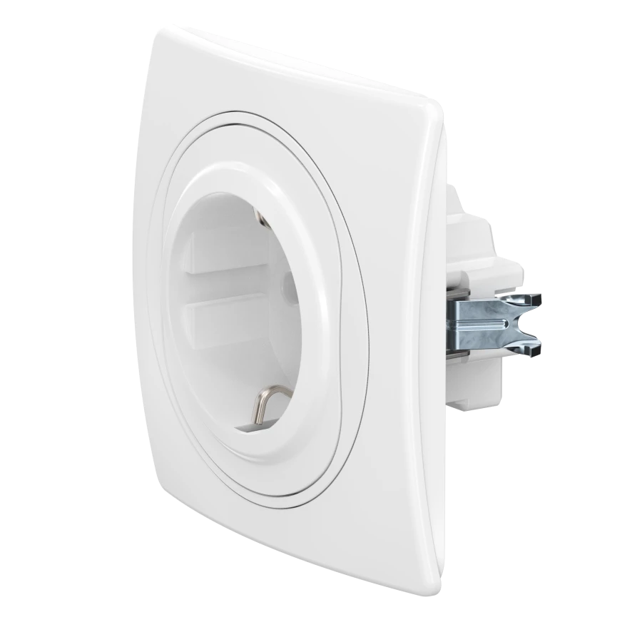 CADUCEUS ALING EON Flush-mounted socket outlet with earthing switch without cover with ceramic base 16A, 250V~, white, art. no.